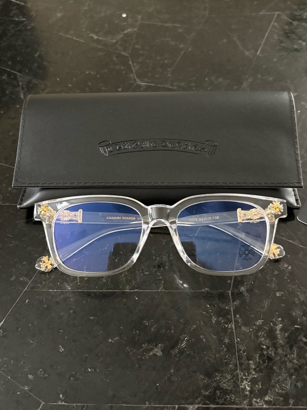 Clear Frame Sunglasses Gold Accents